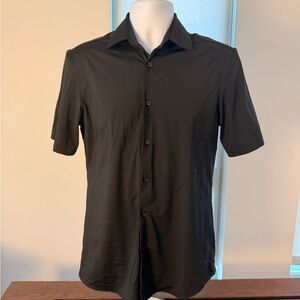 Zara Men's Black Short-Sleeve Button-Down Shirt